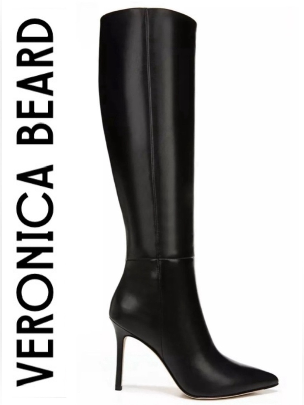 VERONICA BEARD Lisa Tall Black Pointed Toe Leather Boots Knee High New 8 Italy